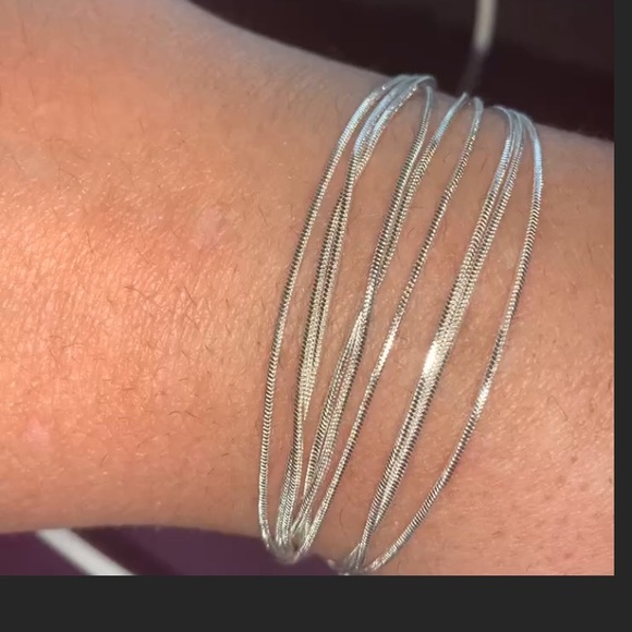 925 Sterling Silver Triple Loop Serpentine Bone Bracelet Wrist & Ankle bracelet - Picture 13 of 15